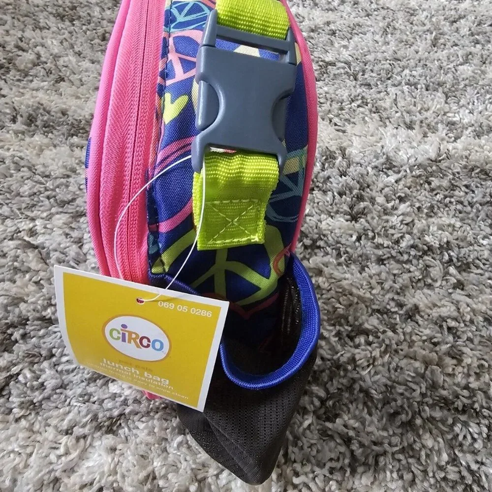 Circo Pet Pals Hearts Peace Sign Insulated Lunch Box Bag Kids School Toddler NWT
